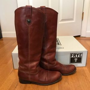 Frye Melissa Button Leather boots (cognac)